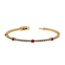 2.20 Ctw SI2/I1 Ruby and Diamond 14K Yellow Gold Bracelet