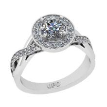 1.27 Ctw SI2/I1 Gia Certified Center Diamond 14K White Gold Ring