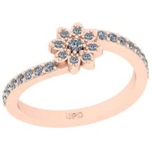 0.33 Ctw SI2/I1 Diamond Prong Set 14K Rose Gold Flower Ring