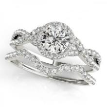 CERTIFIED 14KT WHITE GOLD 0.95 CTW J-K/VS-SI1 DIAMOND BRIDAL SET