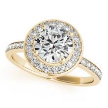 CERTIFIED 18K YELLOW GOLD 1.54 CTW J-K/VS-SI1 DIAMOND HALO ENGAGEMENT RING