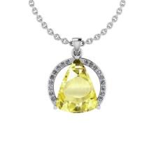 Certified 3.74 Ct Fancy Lemon And Diamond VS/SI1 Platinum Victorian Style Pendant