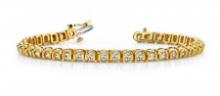 14K YELLOW GOLD 2.50 CTW G-H I1/I2 HALF BEZEL CIRCLE LINK DIAMOND TENNIS BRACELET