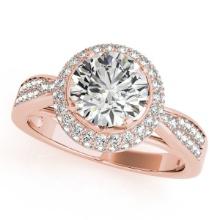 CERTIFIED 18K ROSE GOLD 0.86 CTW J-K/VS-SI1 DIAMOND HALO ENGAGEMENT RING