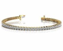 14K YELLOW GOLD 1.50 CTW G-H VS2/SI1 2 PRONG SET ROUND DIAMOND TENNIS BRACELET