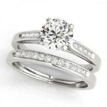 CERTIFIED 18KT WHITE GOLD 1.00 CTW J-K/VS-SI1 DIAMOND BRIDAL SET