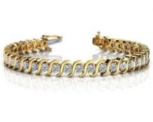 14K YELLOW GOLD 1 CTW G-H SI2/SI3 CLASSIC S SHAPED DIAMOND TENNIS BRACELET