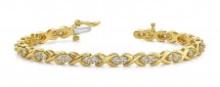 14K YELLOW GOLD 1.50 CTW G-H I1/I2 X LINK DIAMOND BRACELET