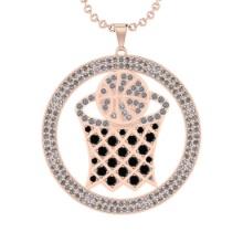 6.73 Ctw Treated Fancy Black Diamond 14K Rose Gold Baseketball theme Pendant Necklace