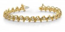 14KT YELLOW GOLD 1 CTW G-H VS2/SI1 DIAMOND TWIST TENNIS BRACELET