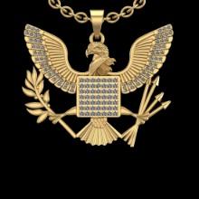 1.22 Ctw SI2/I1 Diamond 10K Yellow Gold Eagle Pendant Necklace