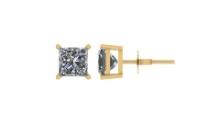 Certified 1.01 CTW Princess Diamond Stud Earrings E/SI2