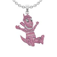 1.98 Ctw SI2/I1Treted Fancy Black Diamond and Pink Sapphire 14K White Gold Nickelodeon Cartoon theme