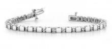 14KT WHITE GOLD 1 CTW G-H VS2/SI1 ALTERNATING DIAMOND BLOCK TENNIS BRACELET