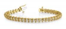 14KT YELLOW GOLD 1 CTW G-H VS2/SI1 CLASSIC CURVE LINK DIAMOND TENNIS BRACELET