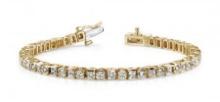 14KT YELLOW GOLD 4 CTW G-H SI2/SI3 PRINCESS AND ROUND DIAMOND TENNIS BRACELET