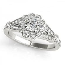 CERTIFIED PLATINUM 1.54 CTW J-K/VS-SI1 DIAMOND HALO ENGAGEMENT RING