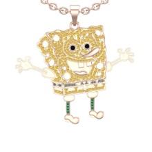 1.55 Ctw SI2/I1 Treted Fancy Black,Yellow and White Diamond 14K Rose Gold Nickelodeon Cartoon theme