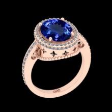 4.41 Ctw VS/SI1 Tanzanite and Diamond 14K Rose Gold Engagement Ring