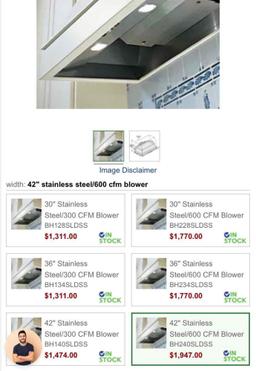 Vent-A-Hood 42" Wall Mounted Hood Stainless Steel/600 CFM