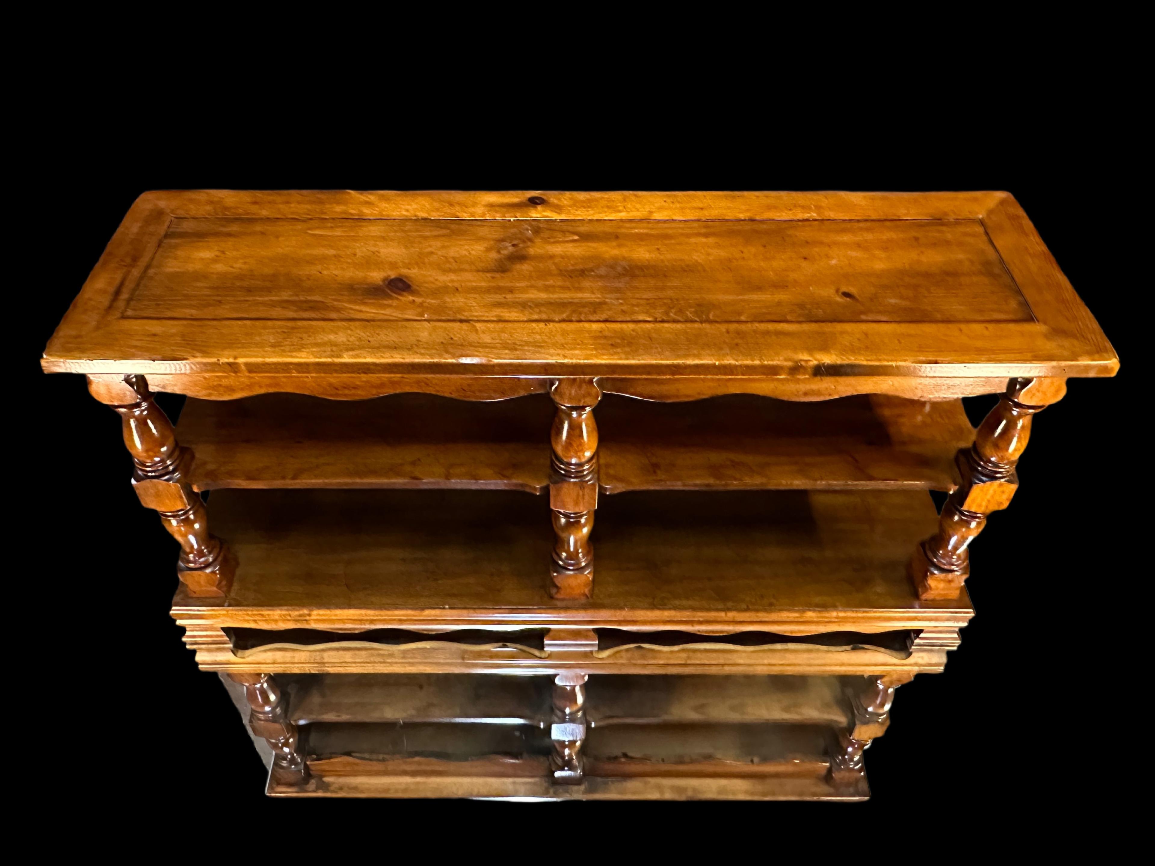 Beautiful Carved Wooden Two-Tier Console Table