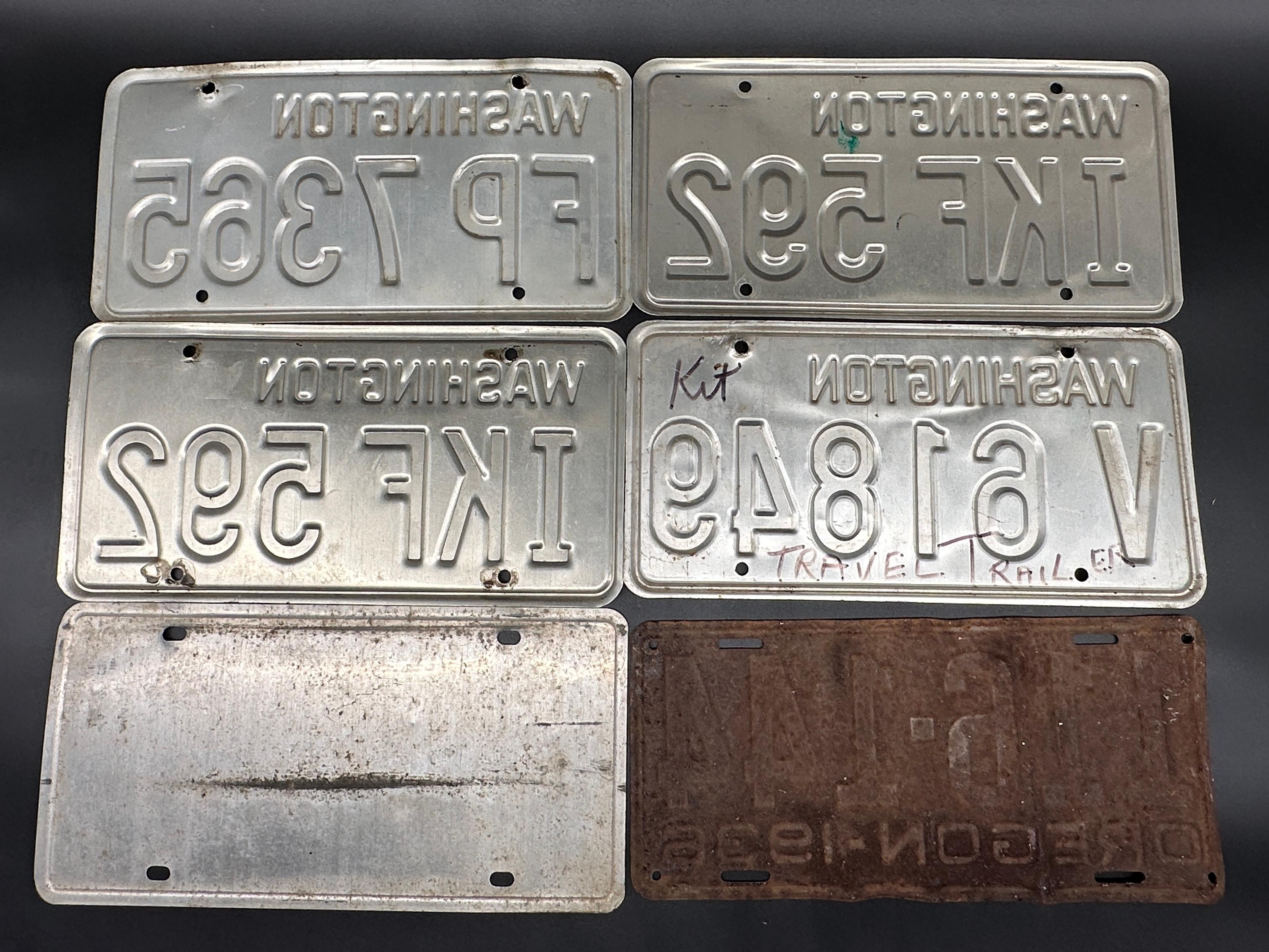 Oregon, Washington and Texas License Plates