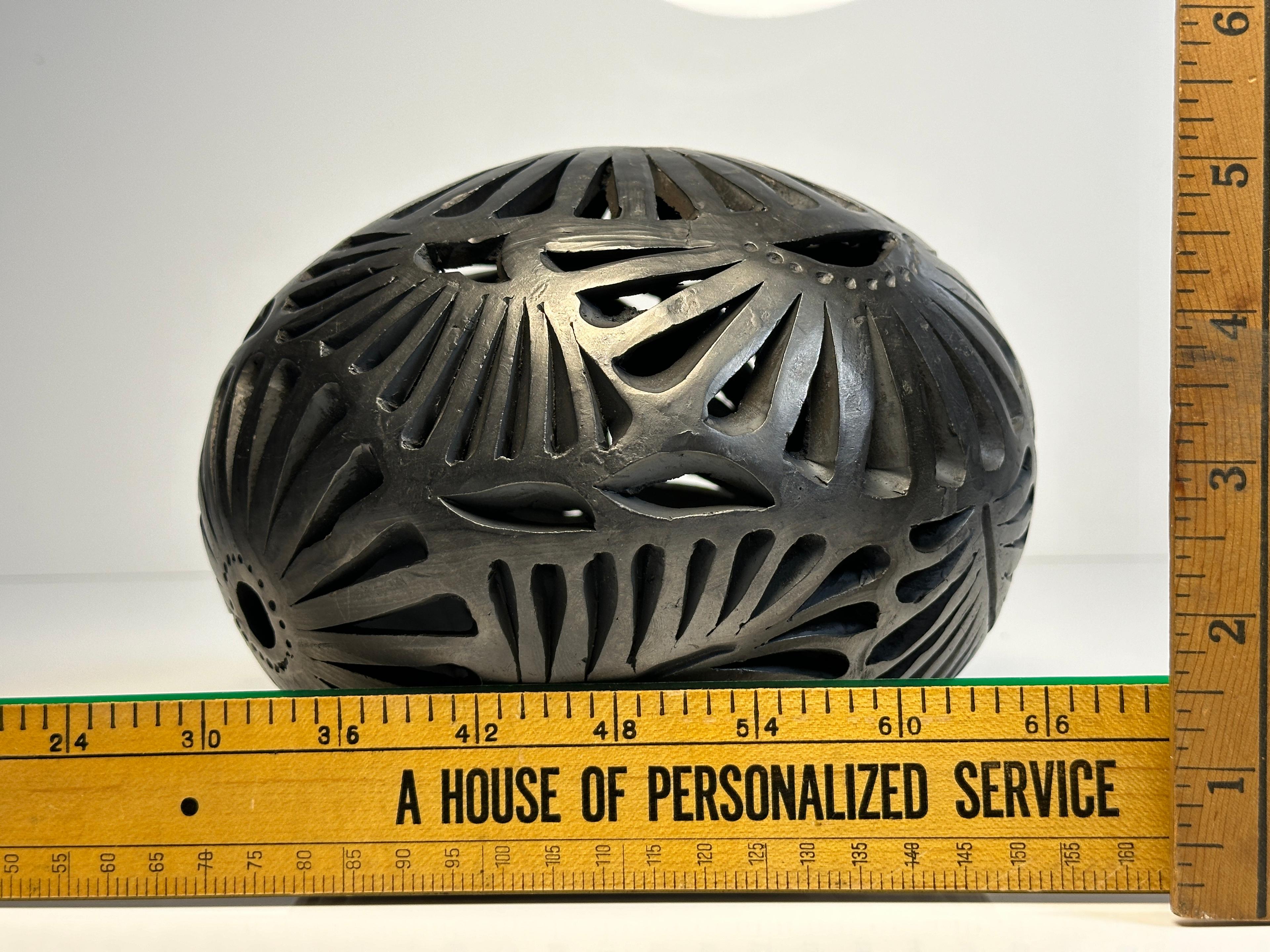 Carved Black Ware Art Pottery