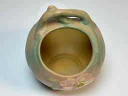 Weller Pottery Wild Rose Basket Vase