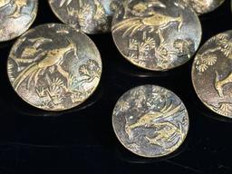 Set of Asian Metal Buttons