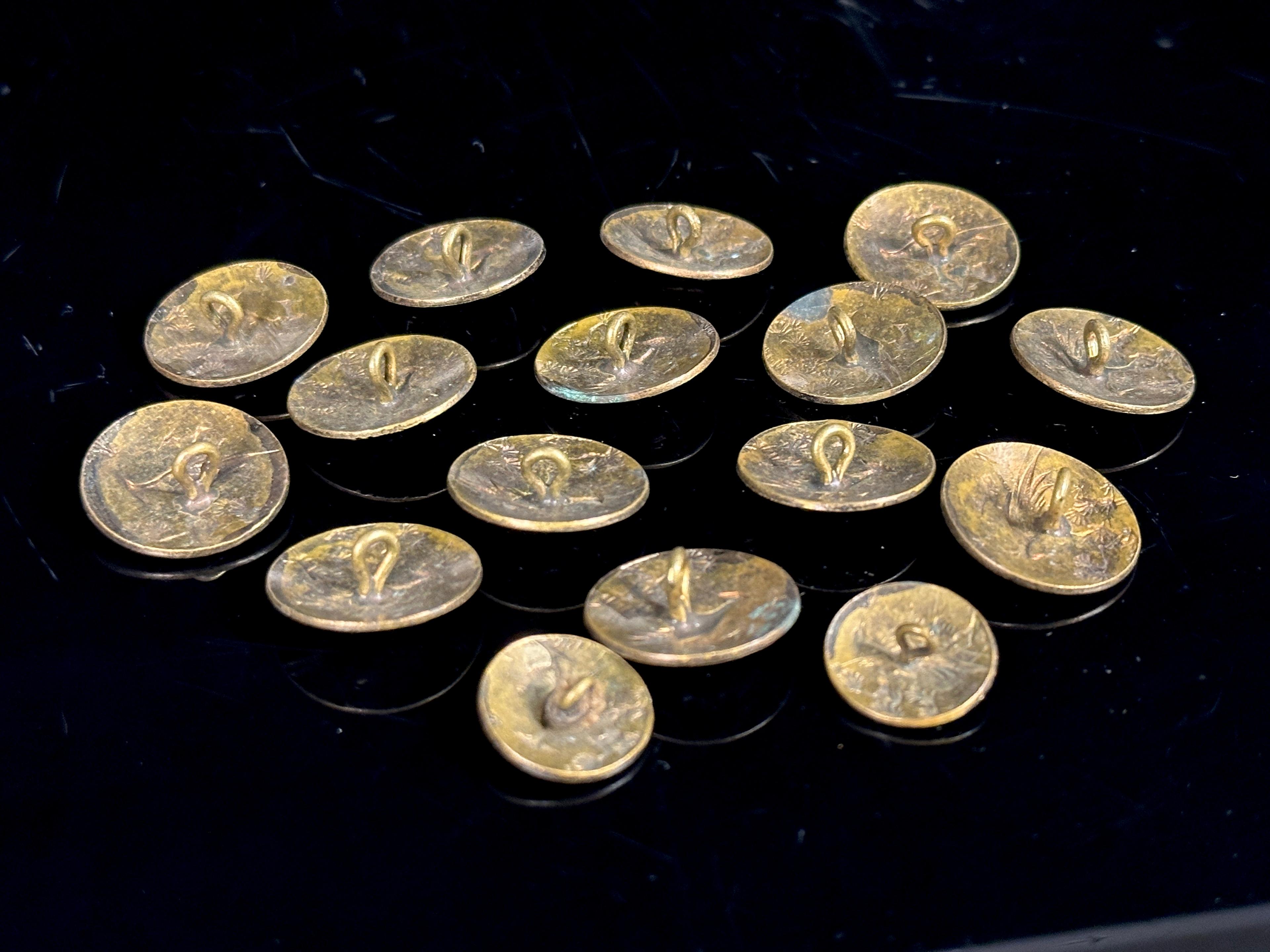 Set of Asian Metal Buttons