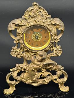 Vintage Metal Cherub Clock