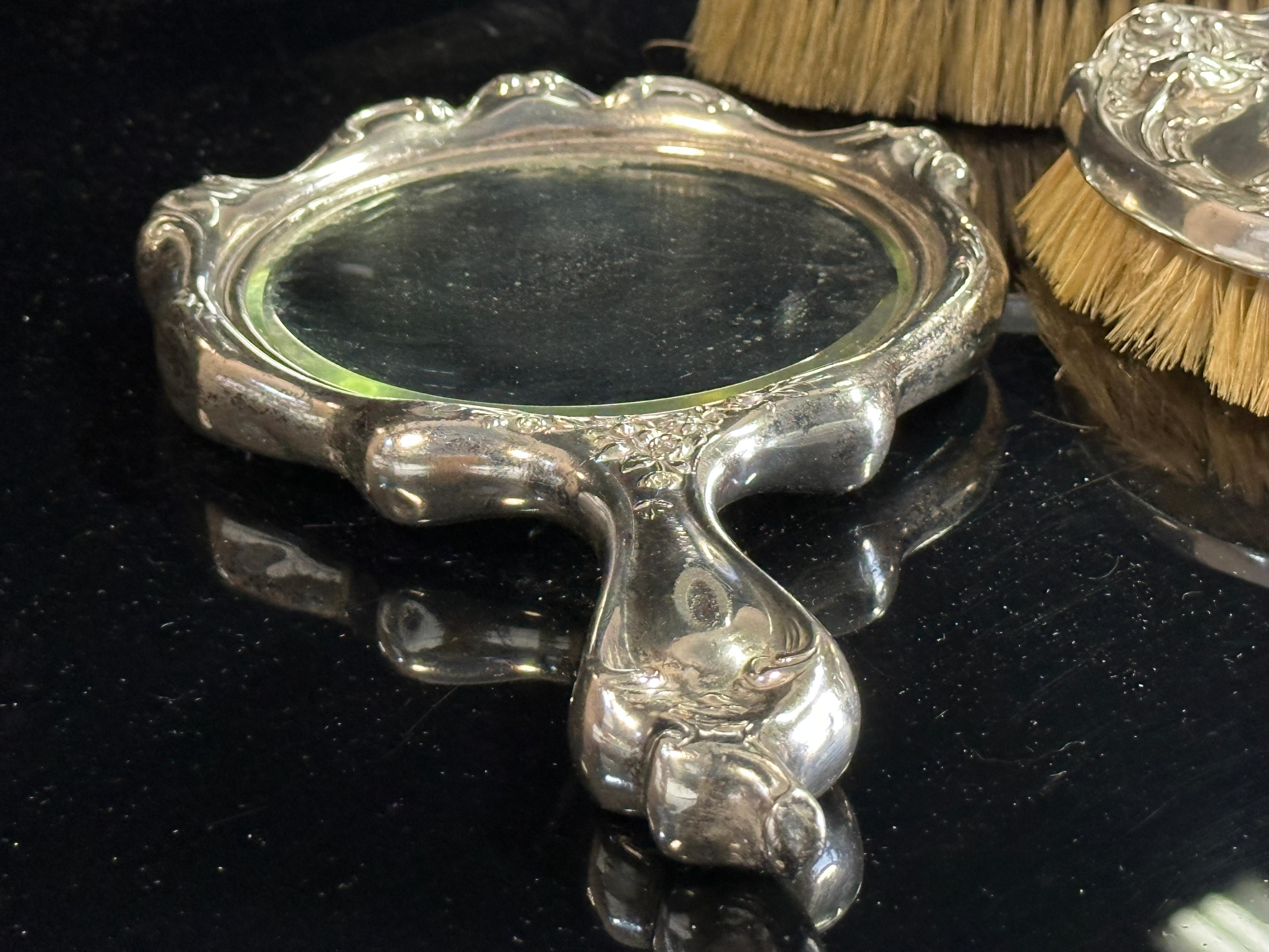 Three Silver Plate Vanity Items