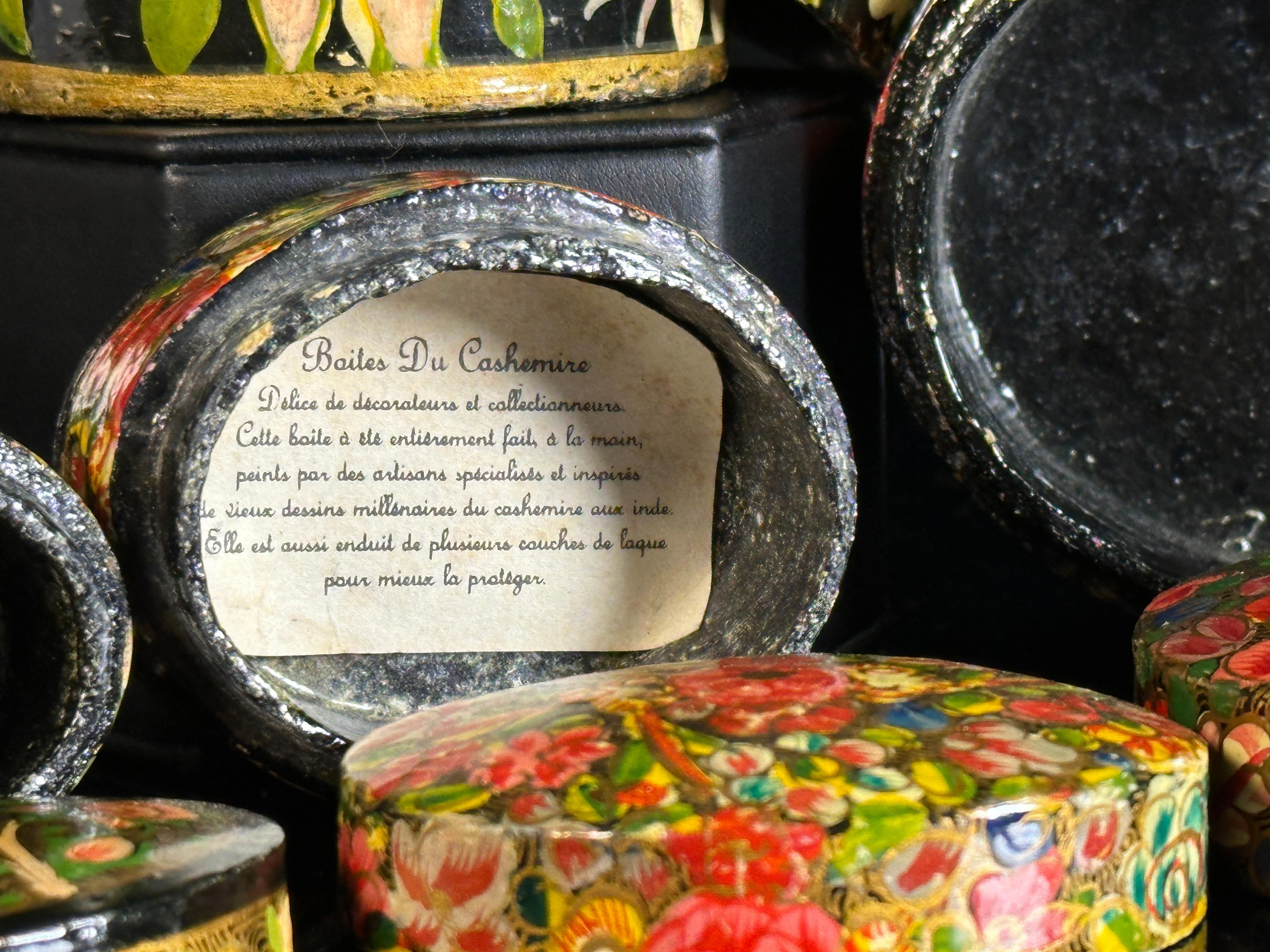 Five Hand-Painted Paper Mache Boxes