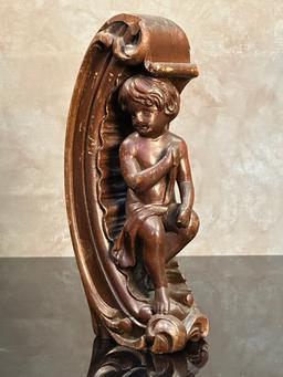 Carved Cherub Architectural Piece