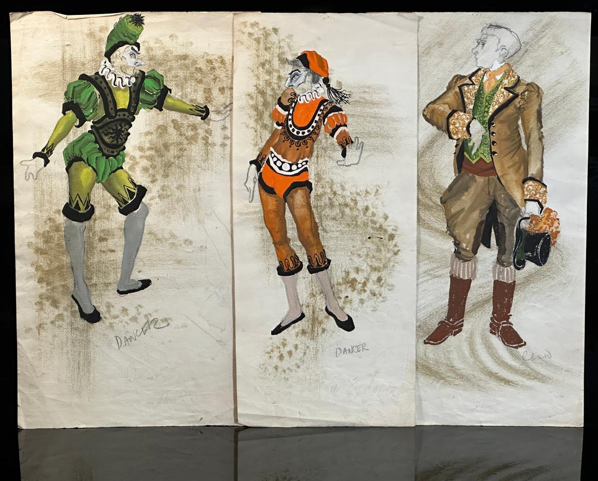 Set of three Vintage NYCO Costume Designes for New York City Opera