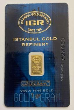 Istanbul Gold Refinery 1g 999.9 Fine Gold Bar Sealed Assay