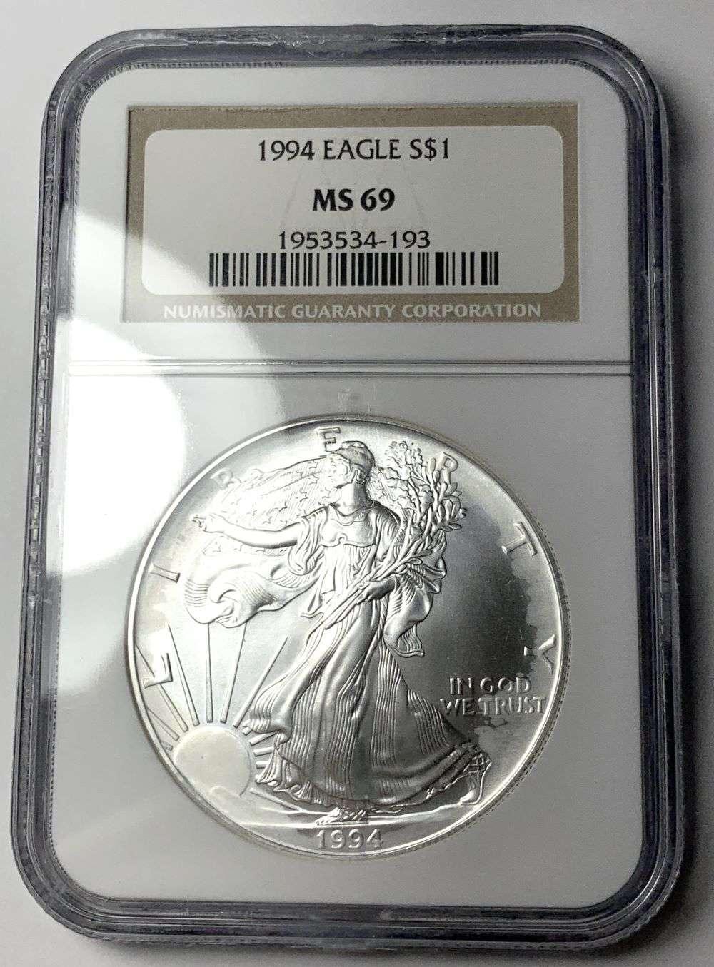 1994 American Silver Eagle NGC MS69