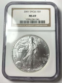 2001 American Silver Eagle NGC MS69