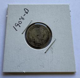 1908-D BARBER DIME COIN