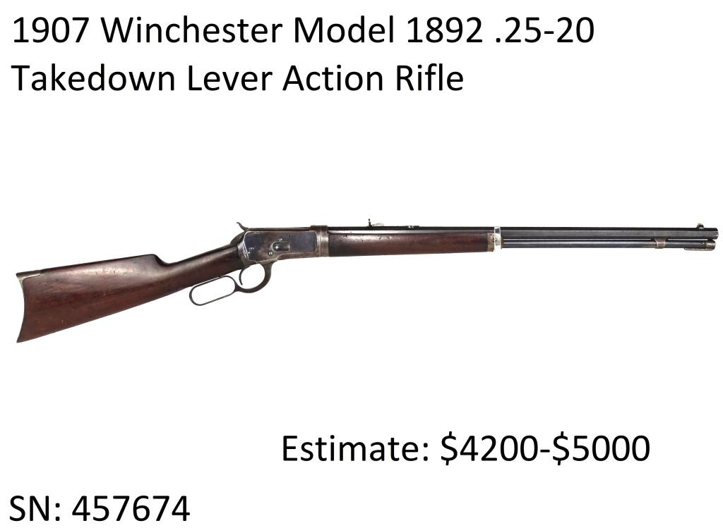 1907 Winchester Model 1892 .25-20 Takedown Rifle