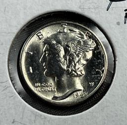 1942 Mercury Dime, Choice BU, Full Bands