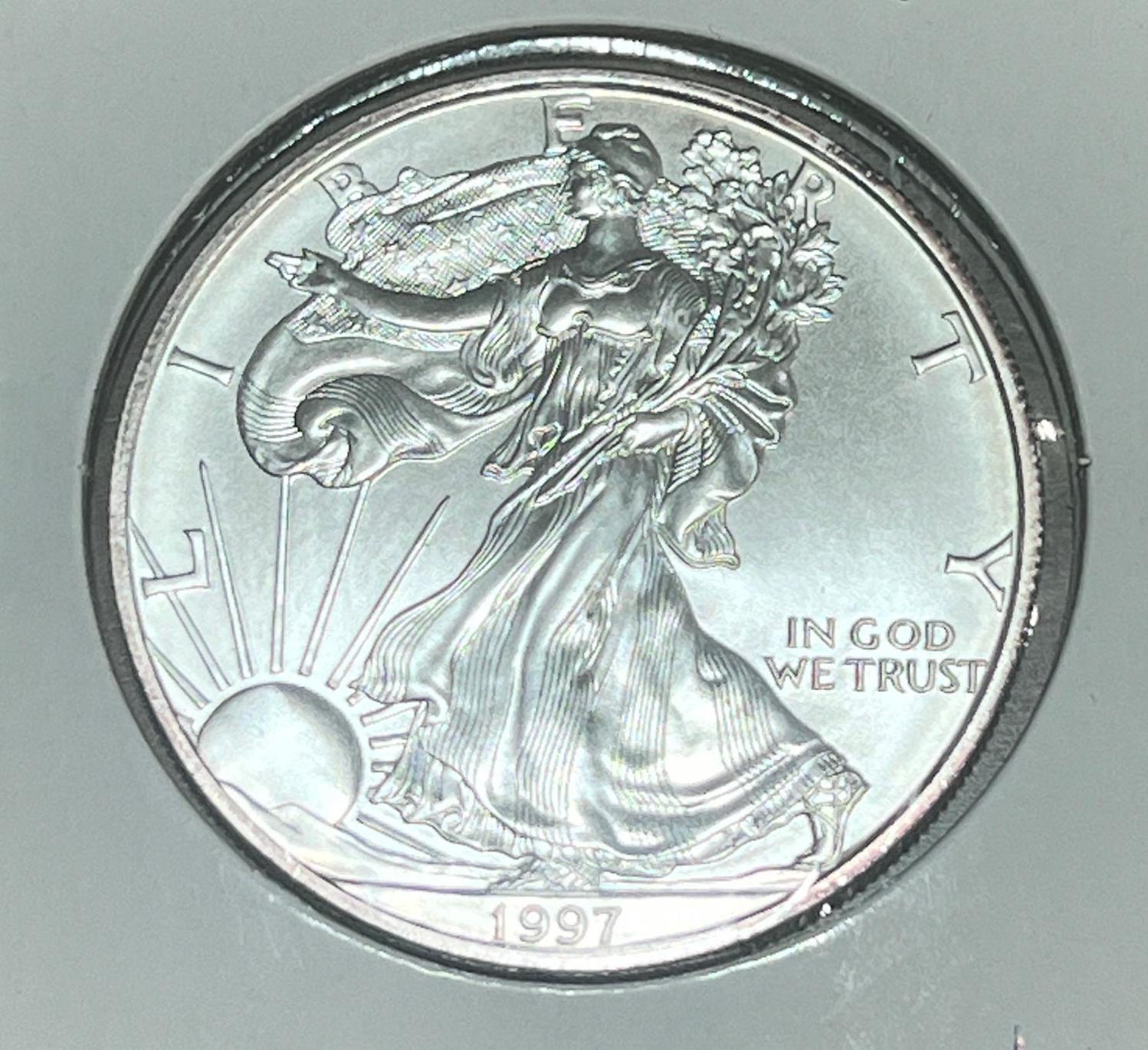 1997 US Silver Eagle .999 silver, GEM UNC