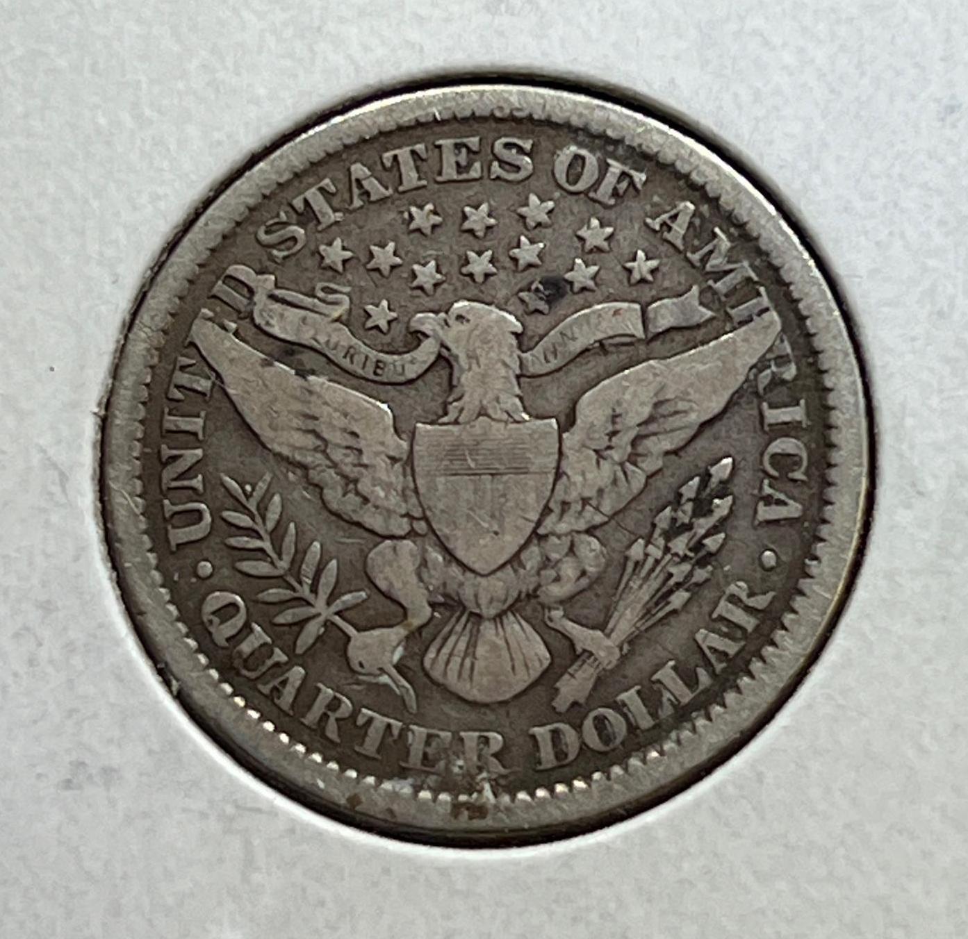 1899 Barber Quarter Dollar, 90% Silver