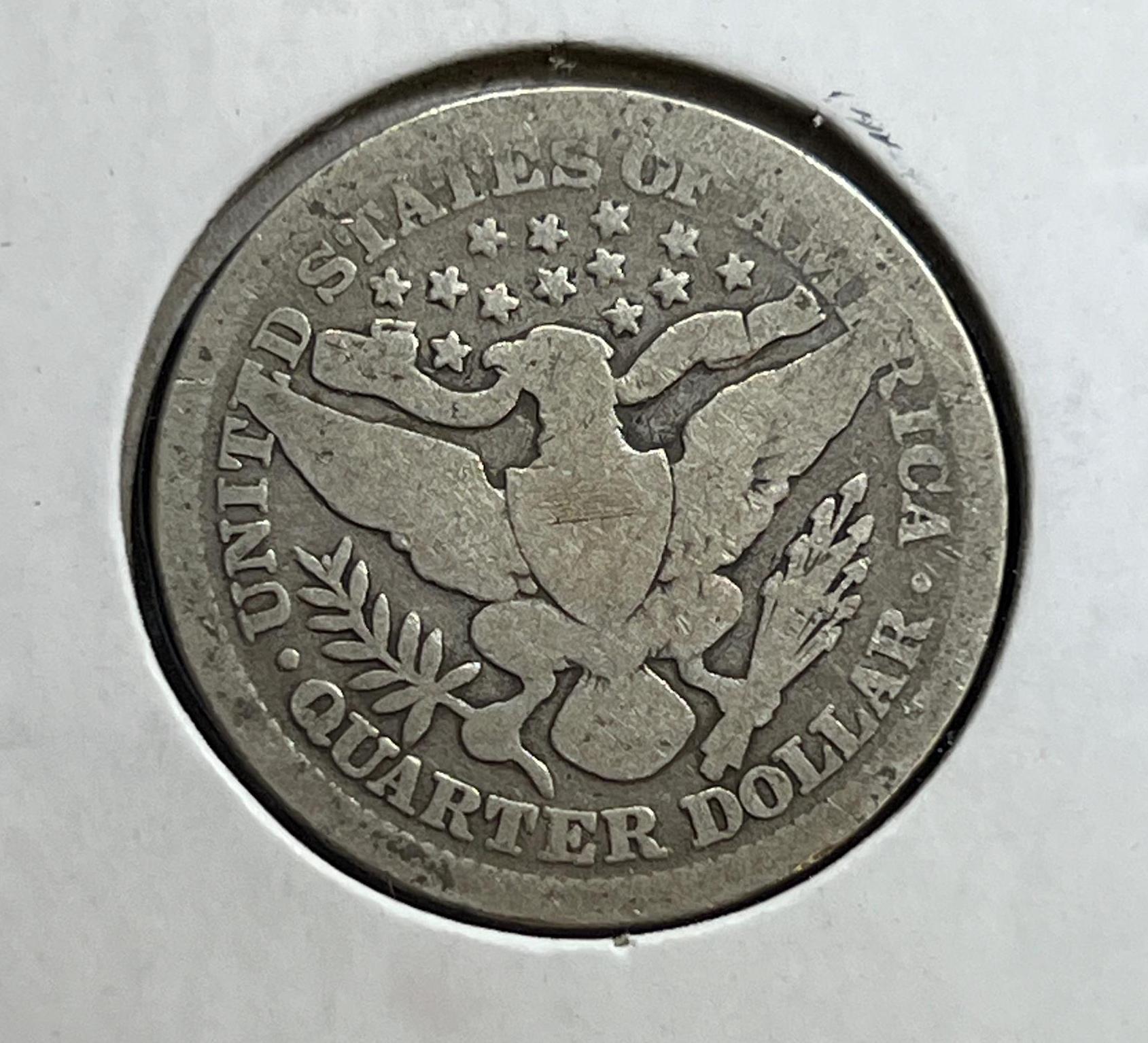 1899 Barber Quarter Dollar, 90% Silver