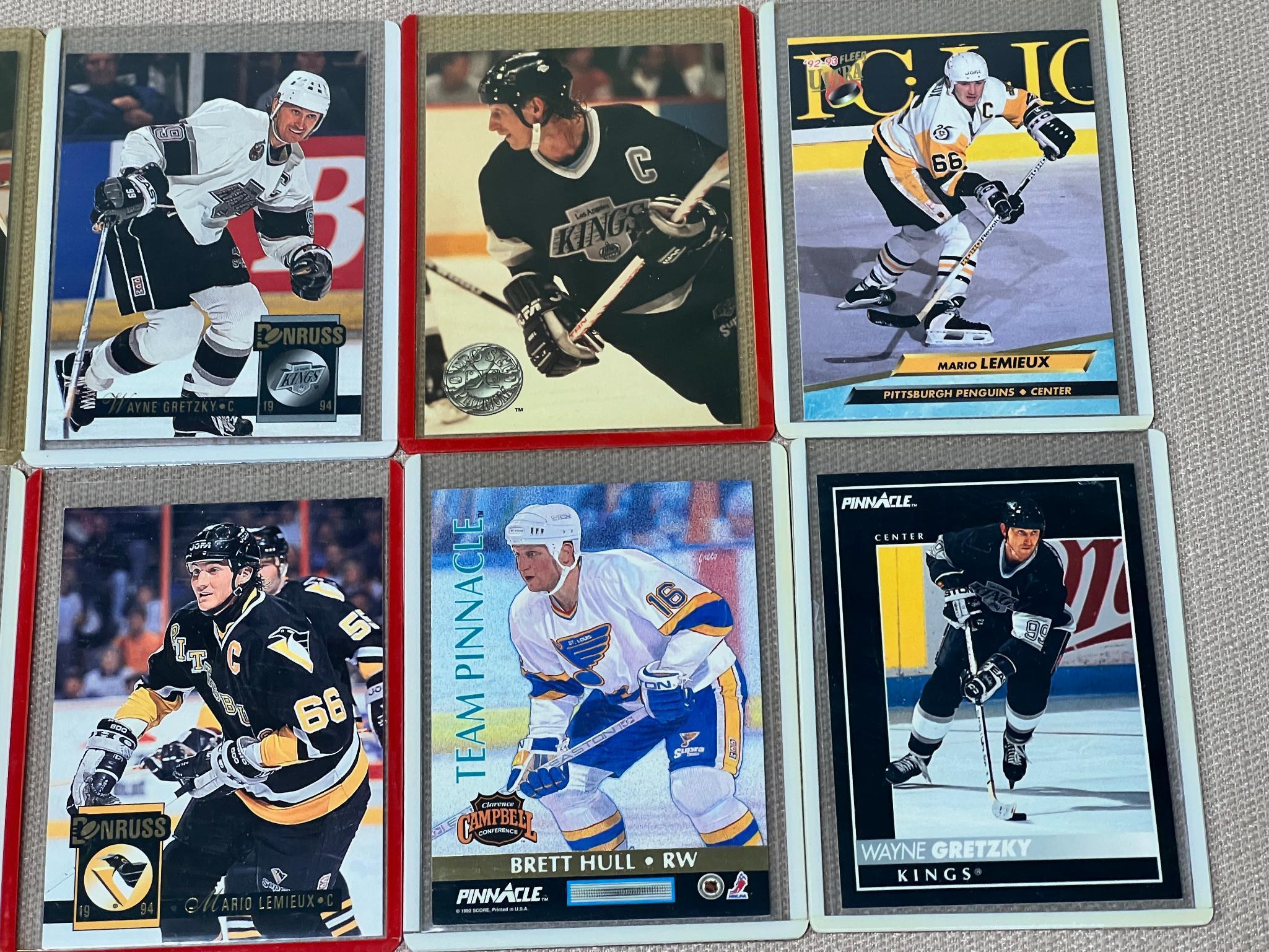 10- Hockey Trading Cards, Wayne Gretzky, Mario Lemieux, Jeromir Jagr,and  Brett Hull