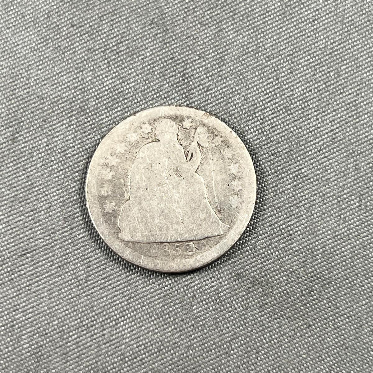 1852 Seated Liberty Half Dime