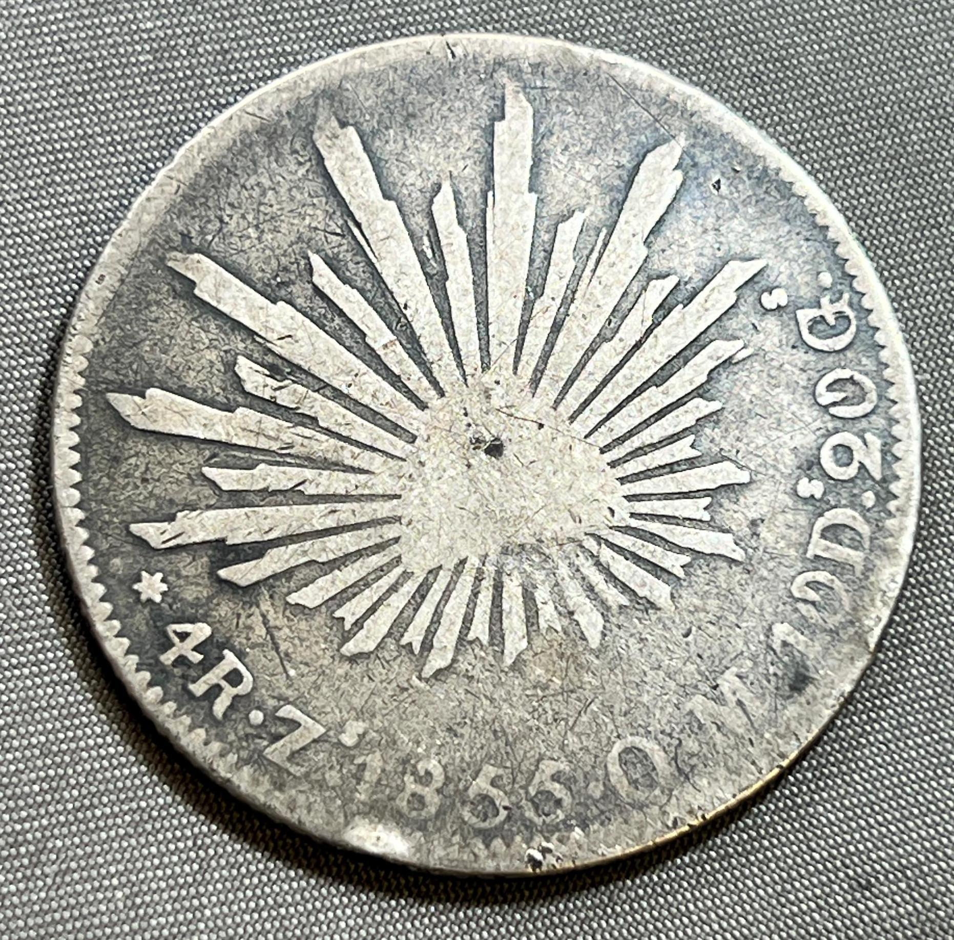 1855 Mexico 4 Real Silver coin