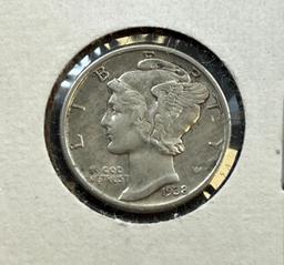 1938 Mercury Dime, 90% Silver