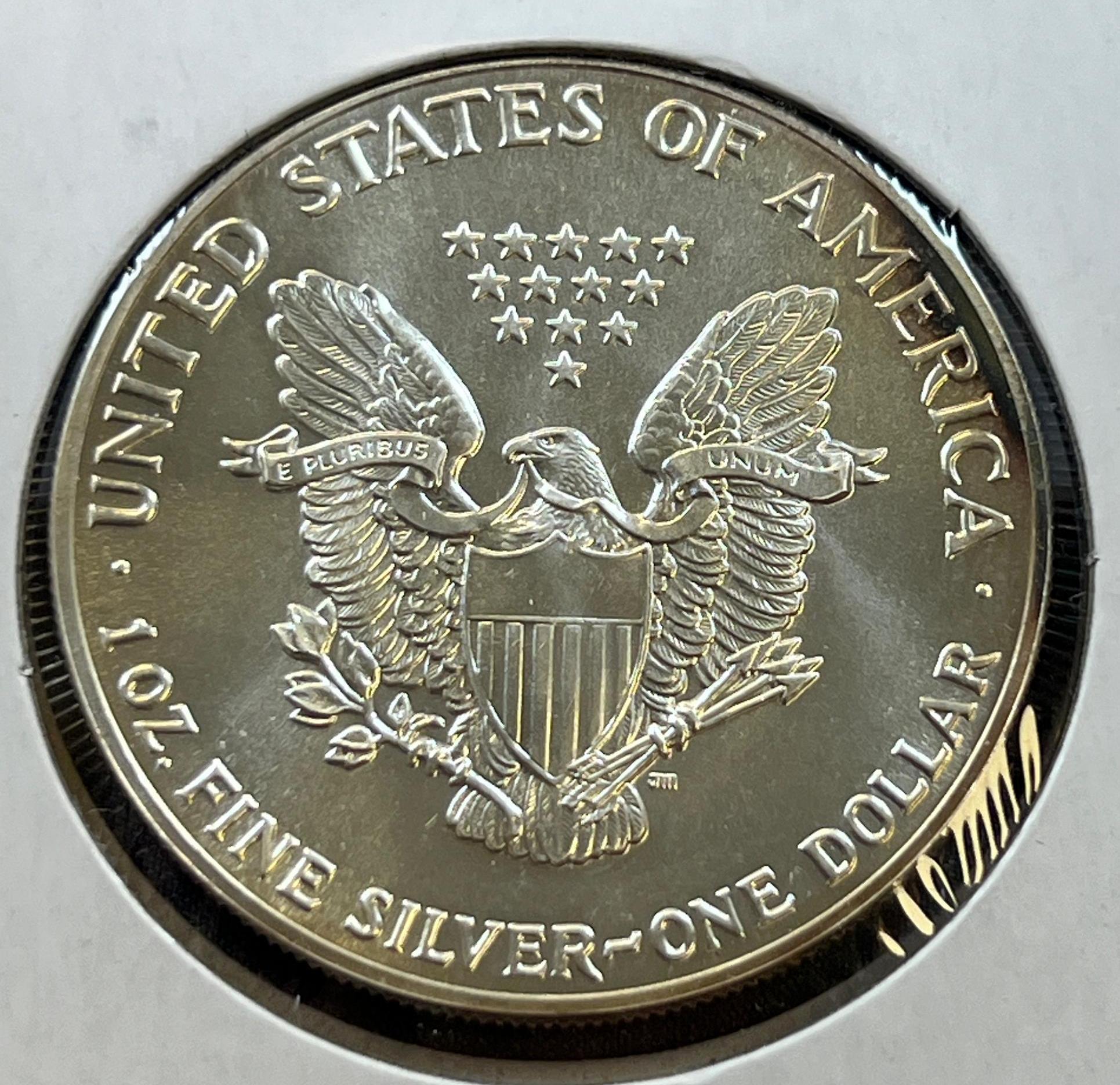 1987 US Silver Eagle Dollar Coin, .999 Fine Silver, GEM UNC