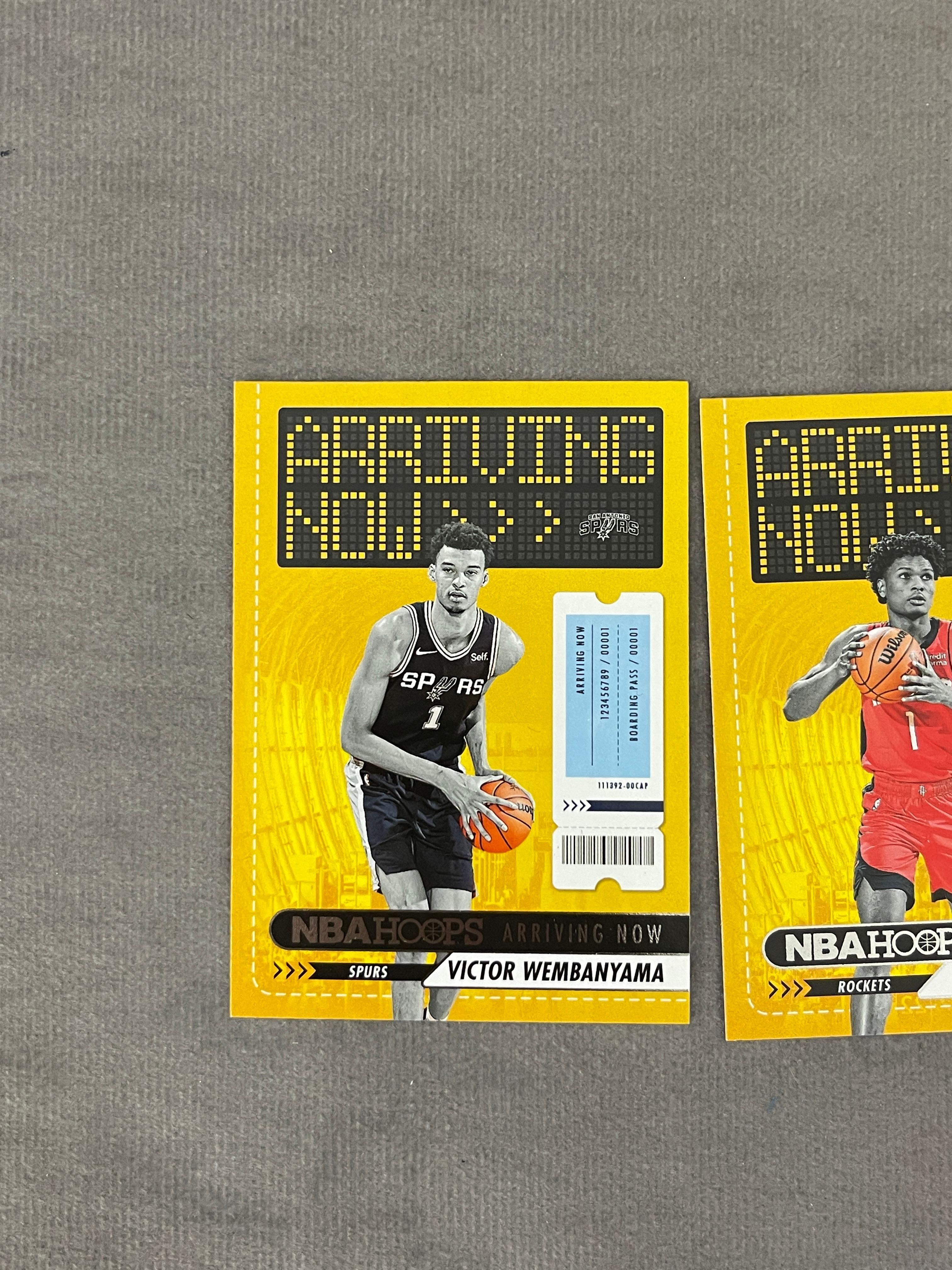 Panini NBA Hoops Victor Wembanyama and Amen Thompson Rookie Cards